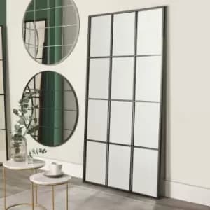 Image of 12 Pane Metal Floor Standing Mirror, Dark Grey 100x200cm Dark Grey