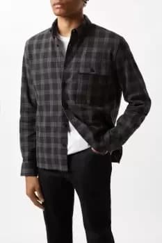 Image of Black Large Checked Pocket Relaxed Shirt