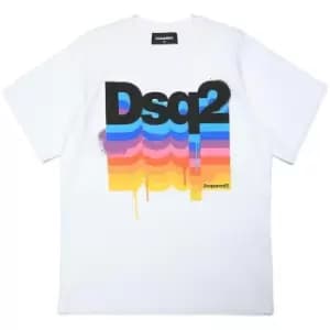 Image of DSQUARED2 Boys Rainbow T-Shirt - White