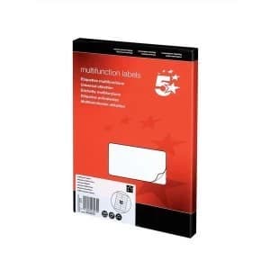 Image of 5 Star Office Multipurpose Labels Laser Copier Inkjet 16 per Sheet 105 x 35mm White 1600 Labels
