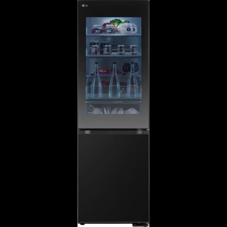 Image of LG InstaView ThinQ GBG5160CEV WiFi Connected 186cm High 60/40 No Frost Fridge Freezer - Black Steel - C Rated