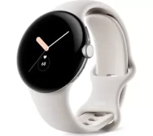 Image of Pixel Watch 4G with Google Assistant - Silver, Chalk Strap, Silver/Grey,White