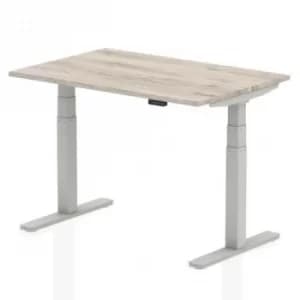 Image of Air 1200/800 Grey Oak Height Adjustable Desk with Silver Legs