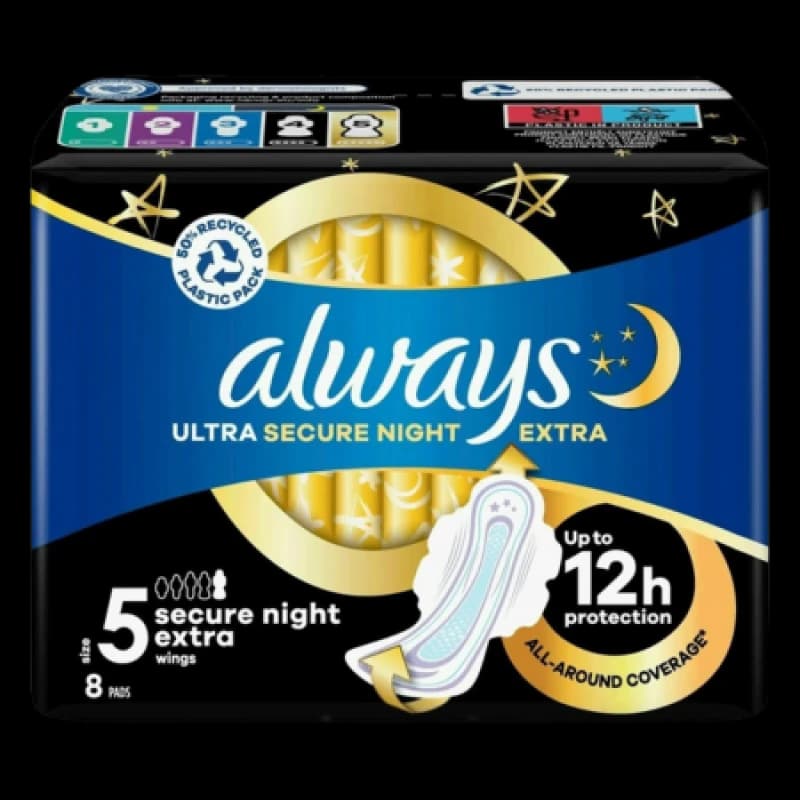 Image of Always Ultra Pads Secure Night Extra Sanitary Towels (Size 5) 111874587