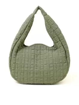 Image of Accessorize Seersucker Slouch Shoulder Bag, Green, Women