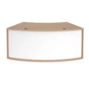 Image of Denver reception 45° curved base unit 1800mm - beech with white panels