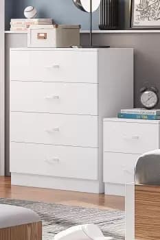 Image of 4 Drawer Chest Of Drawers Matt White Finish Tunis