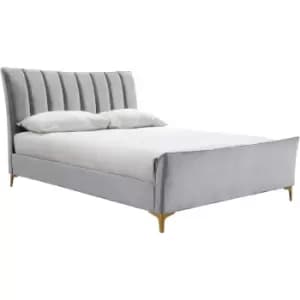 Image of 120cm Clover Fabric Bed Grey Velvet