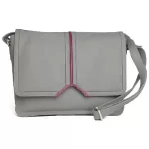 Image of Eastern Counties Leather Womens/Ladies Eloise Handbag With Contrast Piping Detail (One Size) (Charcoal/Burgundy)