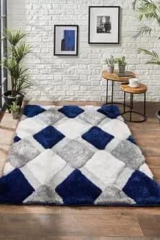 Image of 3D GEO Shaggy Navy 80x150