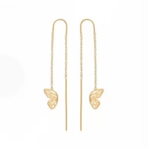Image of Butterfly Wing Chain Drop Gold Earrings