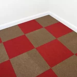 Image of 10m2 Sand And Scarlet Red Carpet Tiles - Sand#Scarlet Red