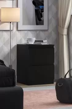 Image of 2 Drawer Matt Black Bedside Chest - Stora
