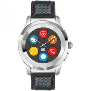 Image of MyKronoz ZeTime Premium Bluetooth Smartwatch with Black Leather and Red Stitching Regular