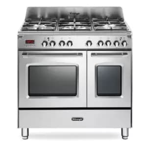Image of DeLonghi DVTR906DFSS 90cm Vintage Twin Cavity Dual Fuel Range Cooker S