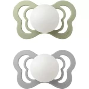 Image of BIBS Couture Glow Silicone Size 2: 6+ months dummy Sage / Cloud 2 pc