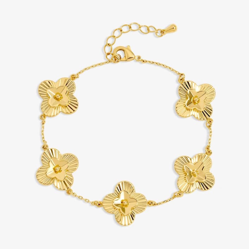 Image of Inicio 14K Gold Plated Clover Bracelet - Gift Pouch Chain Bracelets One Size Gold 39230910000