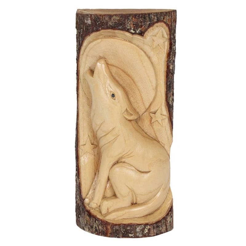 Image of KDMD 30cm Wolf Wood Carving Peach