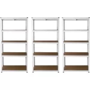 Image of 3 Garage Shelving Units 5 Tier Racking Storage Warehouse Bays - White