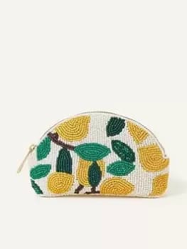 Image of Accessorize Lemon Beaded Coin Purse, Yellow, Women