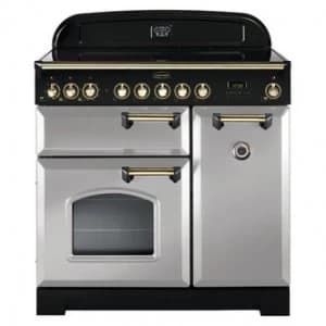 Image of Rangemaster 114740 90cm CLASSIC DELUXE Ceramic Range Royal Pearl Brass