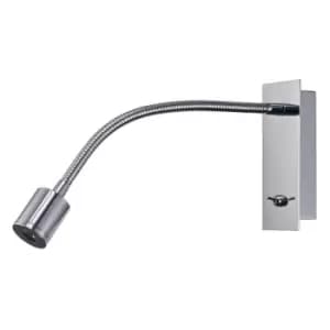 Image of 09diyas - Wall lamp with reading light Winslow Polished chrome 1 bulb 14.5cm