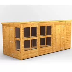 Image of 14x6 Power Pent Potting Shed Combi Building including 6ft Side Store