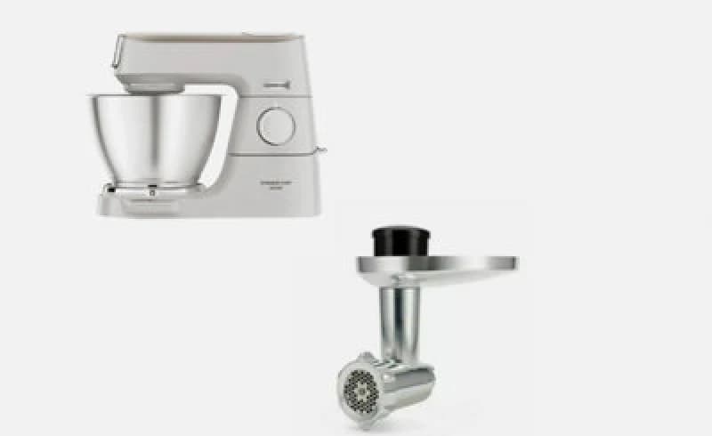 Image of Kenwood 5L Chef Baker Stand Mixer White & Food Processor Attachment