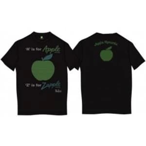 Image of A is for Apple Mens Black Vintage Print T Shirt: X Large