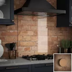 Image of Clear Glass Kitchen Splashback Chrome Caps) 900mm x 750mm - Clear