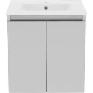 Image of Atlanta Double Door Wall Hung Basin Unit With Basin- Pearl 600mm in Grey MFC