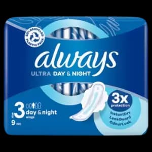 Image of Always Ultra Sanitary Towels Day & Night 9s