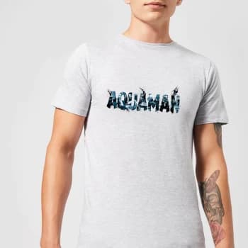 Image of Aquaman Chest Logo Mens T-Shirt - Grey - XS - Grey