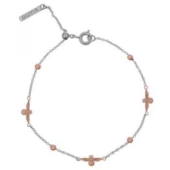 Image of 3D Bee & Ball Chain Silver & Rg Bracelet