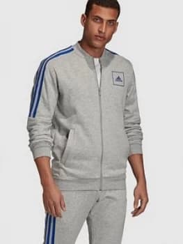 Image of Adidas 3 Stripe Tape Track Top - Medium Grey Heather, Size XL, Men