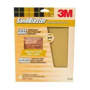 Image of 3M Sandblaster Fine 240 Grit Sandpaper - Pack of 3 Multi Surface Sheets