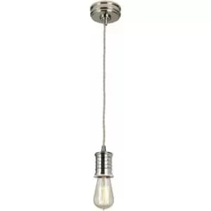 Image of 1 Bulb Ceiling Pendant Light Fitting Highly Polished Nickel LED E27 60W