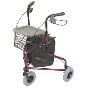 Image of Aidapt Lightweight Tri Walker with Bag and Basket in Red