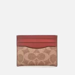 Image of Coach Mens Flat Card Case - Tan/Rust