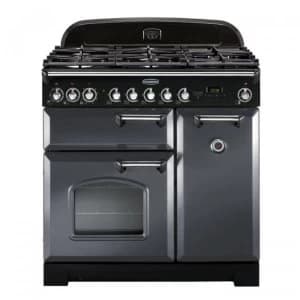 Image of Rangemaster CDL90DFFSL/C (124180) CLASSIC DELUXE 90cm Dual Fuel Range Cooker, Slate/C