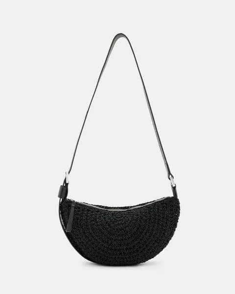 Image of AllSaints Half Moon Crochet Crossbody Bag