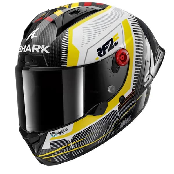 Image of Shark Aeron-GP Replica Raul Fernandez Signature DWY Carbon White Yellow Glossy Full Face Helmet Size M
