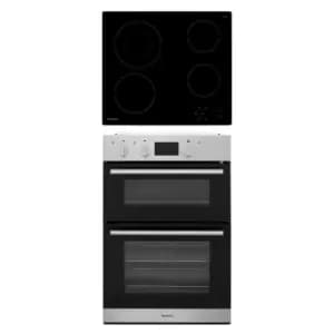 Image of Hotpoint Hotdd2Ceram Stainless Steel Built-In Double Oven & Ceramic Hob Pack