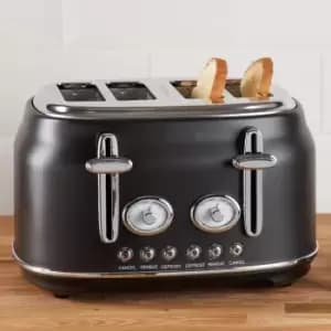 Image of Dunelm Retro 4 Slice Matt Black Toaster