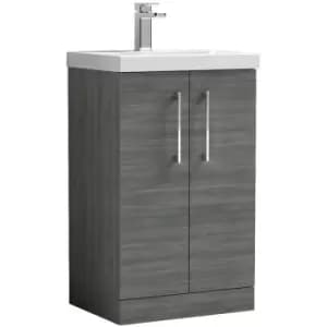 Image of Arno Anthracite 500mm 2 Door Vanity Unit with 40mm Profile Basin - ARN501A - Anthracite - Nuie