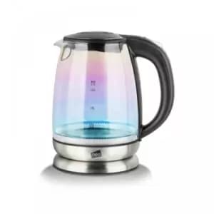 Image of Neo 2200W 1.7L Colour-Changing Rainbow-Effect Glass Jug Kettle - Black