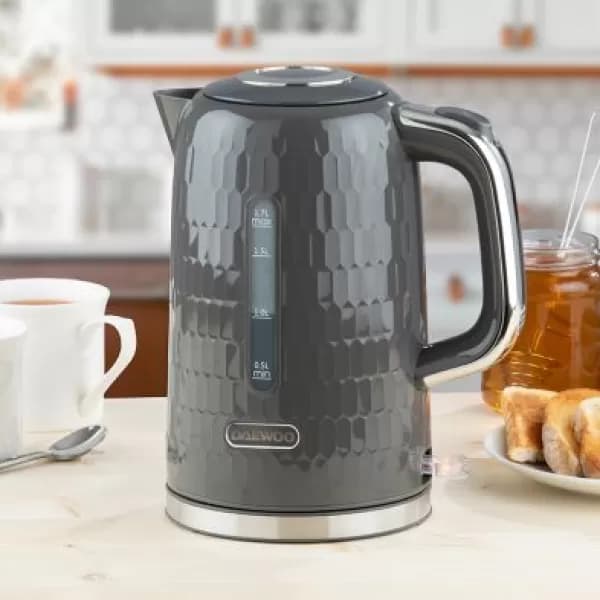 Image of Daewoo Fast Boil Jug Kettle Honeycomb Dark Grey - 1.7L
