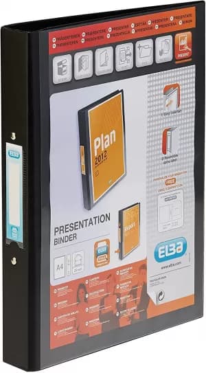 Image of Elba A4 25mm 2 O Ring PVC Ring Binder with Clear Front Pocket Blue Pack of 10