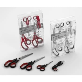 Image of Grunwerg 4 Piece Scissor Set Red/Grey Handles