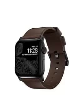 Image of Nomad Modern Strap - 44Mm/42Mm, Black Hardware, Rustic Brown, Leather